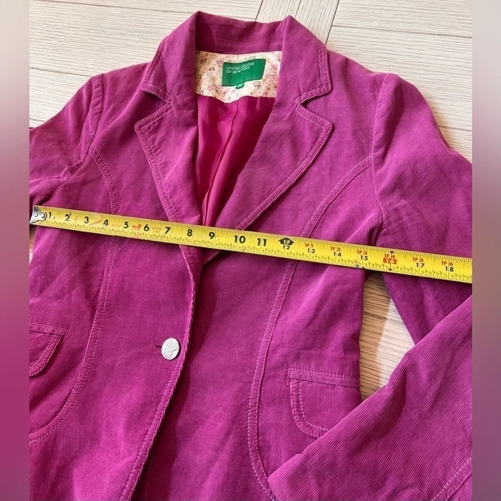 United Colors of Benetton pink light lined corduroy‎ jacket w/ silver button. M - Picture 7 of 11